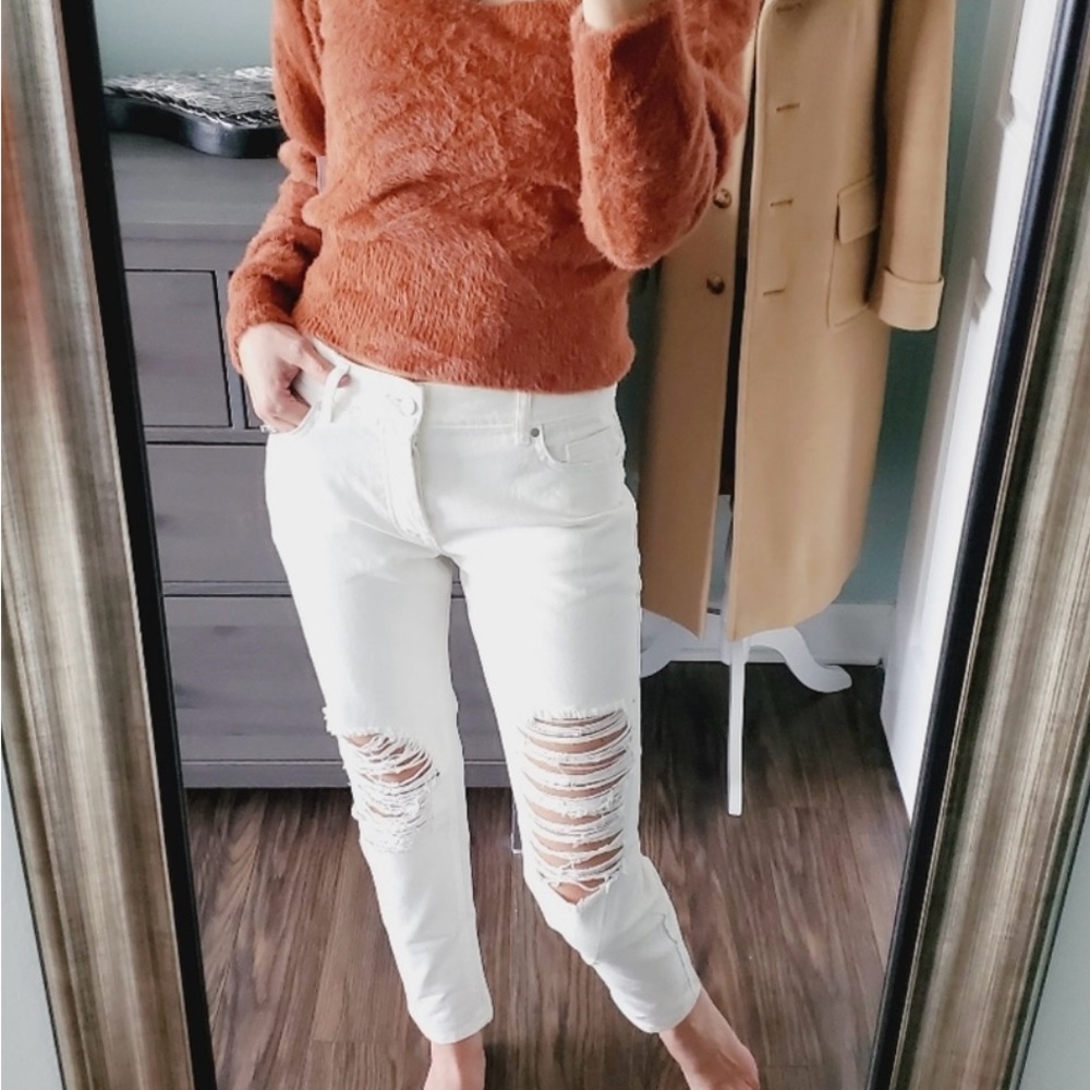 AFRM Luisa High Rise Distressed White - 38 (plussize)